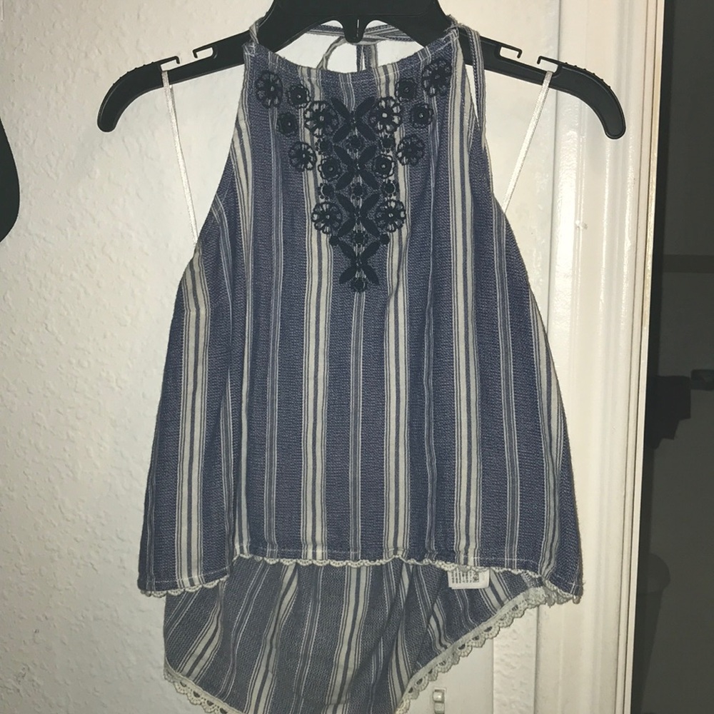 Blue&white stripped halter top